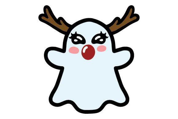 Download Kawaii Christmas Ghost, with Reindeer Antlers &amp; Red Nose - Reindeer antlers Collection