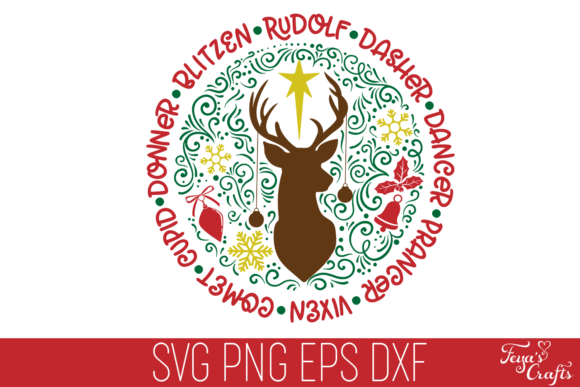 Download Reindeer Names Round Christmas SVG - Round christmas svg Collection