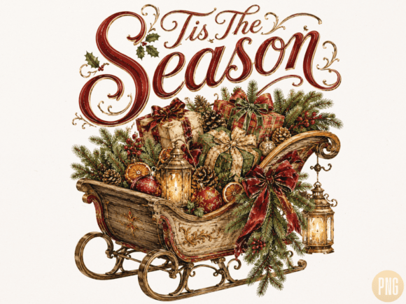 Download Tis the Season Vintage Christmas Sleigh - Tis the season Collection