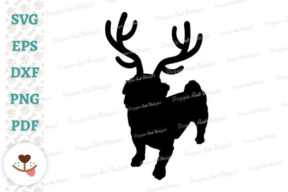 Download Christmas Pug Dog Reindeer Antlers Svg - Premium Resources